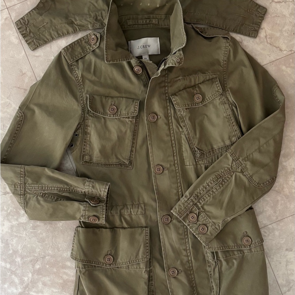 Y2K J. Crew Jacket Womens XXS Field Jacket Hooded Military Preppy Minimalist - Picture 7 of 11